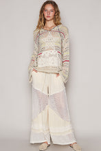 Load image into Gallery viewer, POL Open Knit Thin Hooded Sweater with Star Patch Front in Natural Multi
