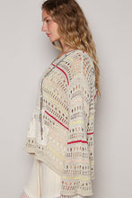 Load image into Gallery viewer, POL Open Knit Thin Hooded Sweater with Star Patch Front in Natural Multi