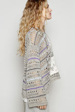 Load image into Gallery viewer, POL Open Knit Thin Hooded Sweater with Star Patch Front in Olive Multi