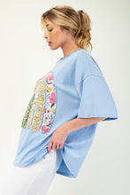 Load image into Gallery viewer, Easel Solid Color Knit Top with Raised Patchwork Front in Peri Blue