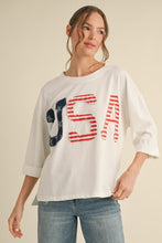 Load image into Gallery viewer, Jodifl OVERSIZED Mixed Print USA Patched Top in White