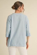 Load image into Gallery viewer, Jodifl OVERSIZED Mixed Print USA Patched Top in Blue
