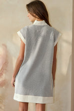 Load image into Gallery viewer, BucketList Textured Striped with Contrasting Details Mini Dress in Black