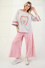 Load image into Gallery viewer, Easel Mixed Print Patched Front Cotton Knit Top in Mushroom