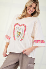 Load image into Gallery viewer, Easel Mixed Print Patched Front Cotton Knit Top in Ivory