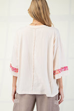 Load image into Gallery viewer, Easel Mixed Print Patched Front Cotton Knit Top in Ivory