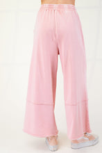 Load image into Gallery viewer, Easel Mineral Washed Terry Knit Pants with Flower Patches in Dried Rose