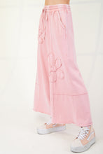 Load image into Gallery viewer, Easel Mineral Washed Terry Knit Pants with Flower Patches in Dried Rose