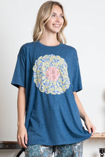 Load image into Gallery viewer, BlueVelvet OVERSIZED Mixed Print Flower Patch T-Shirt in Royal