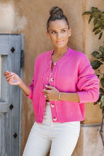 Load image into Gallery viewer, Lavender J Shorter Length Solid Color Textured Knit Cardigan in Fuchsia
