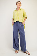 Load image into Gallery viewer, Easel OVERSIZED Cotton Gauze Top with Raised Flower Patches in Green Tea