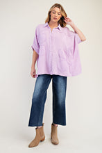 Load image into Gallery viewer, Easel OVERSIZED Cotton Gauze Top with Raised Flower Patches in Lavender