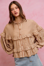 Load image into Gallery viewer, So Me Variegated Stripe Reversible Flowy Boho Top in Coffee