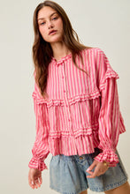 Load image into Gallery viewer, So Me Variegated Stripe Reversible Flowy Boho Top in Fuchsia