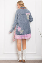 Load image into Gallery viewer, BlueVelvet Denim Top with Mixed Patched Details in Denim ON ORDER