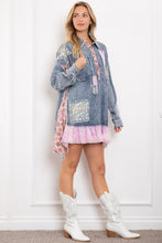 Load image into Gallery viewer, BlueVelvet Denim Top with Mixed Patched Details in Denim ON ORDER