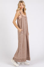 Load image into Gallery viewer, Mittoshop Mineral Washed Wide Leg Jumpsuit in Coffee