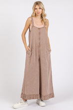 Load image into Gallery viewer, Mittoshop Mineral Washed Wide Leg Jumpsuit in Coffee