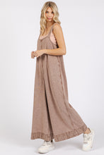 Load image into Gallery viewer, Mittoshop Mineral Washed Wide Leg Jumpsuit in Coffee