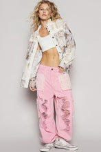 Load image into Gallery viewer, POL OVERSIZED Open Knit Crochet and Mixed Print Woven Fabric Top in Red Multi