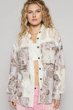 Load image into Gallery viewer, POL OVERSIZED Open Knit Crochet and Mixed Print Woven Fabric Top in Red Multi