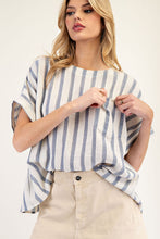 Load image into Gallery viewer, ee:some Striped Boxy Top in Ocean Blue