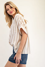 Load image into Gallery viewer, ee:some Striped Boxy Top in Sand