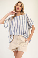 Load image into Gallery viewer, ee:some Striped Boxy Top in Ocean Blue