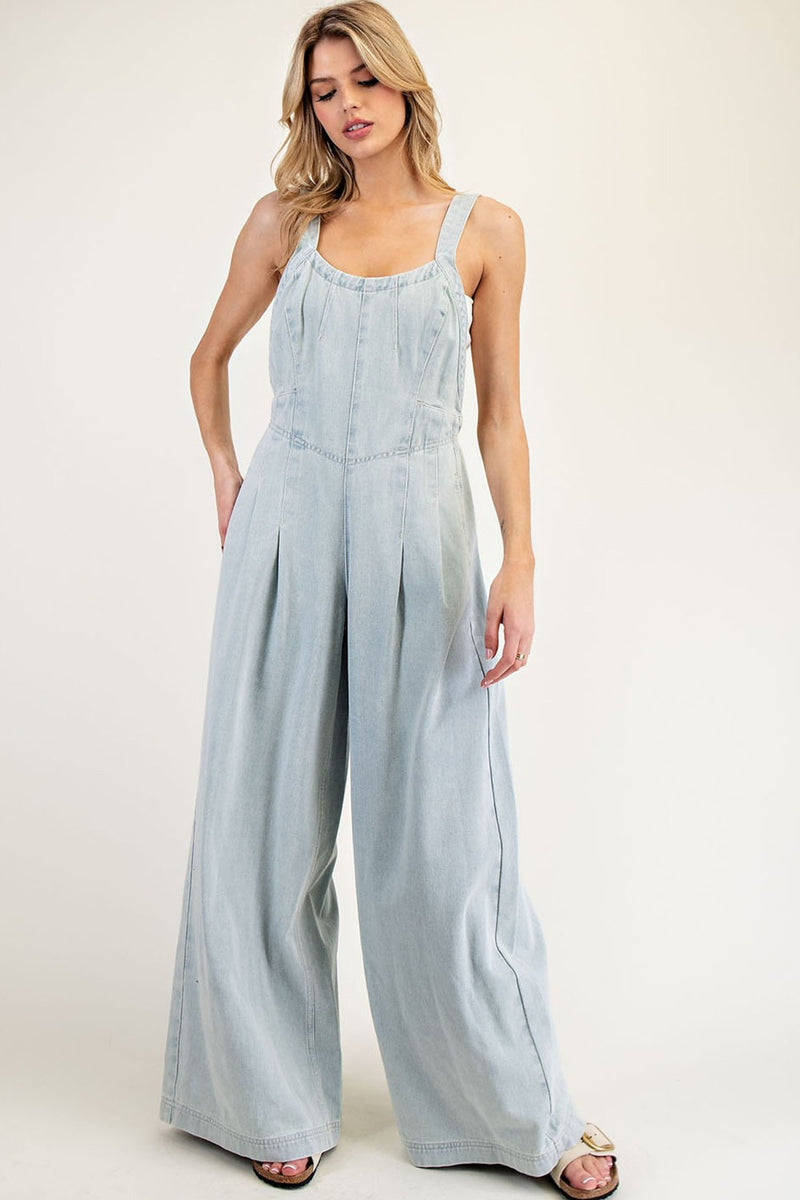 ee:some Mineral Washed Scoop Neck Jumpsuit in Denim – June Adel