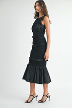 Load image into Gallery viewer, MABLE Solid Color FITTED Mermaid Midi Dress in Black