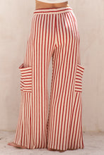 Load image into Gallery viewer, Jade By Jane Textured Stripe Wide Leg Pants in Red
