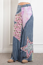 Load image into Gallery viewer, BlueVelvet Contrasting Fabric Pants with Star Patches in Denim