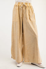 Load image into Gallery viewer, Easel Mixed Linen and Baby Ribbed Pants in Golden Nugget