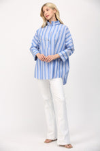 Load image into Gallery viewer, FATE Two Toned Striped OVERSIZED Top in Blue/White