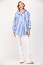 Load image into Gallery viewer, FATE Two Toned Striped OVERSIZED Top in Blue/White