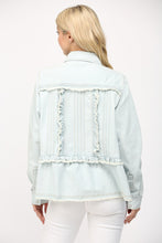 Load image into Gallery viewer, FATE Washed Denim Top with Ruffle and Tuck Details in Light Denim