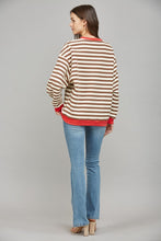 Load image into Gallery viewer, FATE Striped OVERSIZED Top in Brown Coral Combo