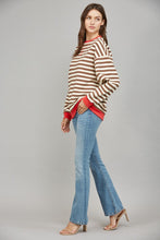Load image into Gallery viewer, FATE Striped OVERSIZED Top in Brown Coral Combo