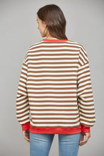 Load image into Gallery viewer, FATE Striped OVERSIZED Top in Brown Coral Combo