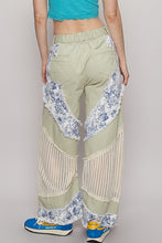 Load image into Gallery viewer, POL Denim Pants with Contrasting Floral and Crochet Panels in Pistachio