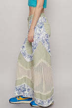 Load image into Gallery viewer, POL Denim Pants with Contrasting Floral and Crochet Panels in Pistachio