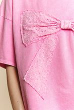 Load image into Gallery viewer, J.Her Mineral Washed Ribbon Bow Front Top in Bubble Gum