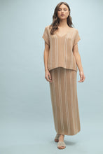 Load image into Gallery viewer, Wishlist Striped Top and Skirt Set in Mocha/Cream