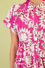 Load image into Gallery viewer, GiGio Floral Print Button Down Dress in Fuchsia Mix