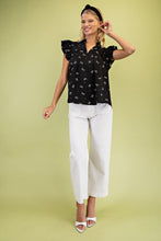 Load image into Gallery viewer, GiGio Lightweight Bow Print Top in Black