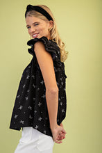Load image into Gallery viewer, GiGio Lightweight Bow Print Top in Black