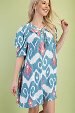 Load image into Gallery viewer, GiGio Peter Pan Collar Printed Mini Dress in Blue Mix