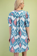 Load image into Gallery viewer, GiGio Peter Pan Collar Printed Mini Dress in Blue Mix