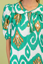 Load image into Gallery viewer, GiGio Peter Pan Collar Printed Mini Dress in Green Mix