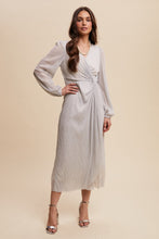 Load image into Gallery viewer, Listicle Glittered Mesh Wrap Style Maxi Dress in Pearl